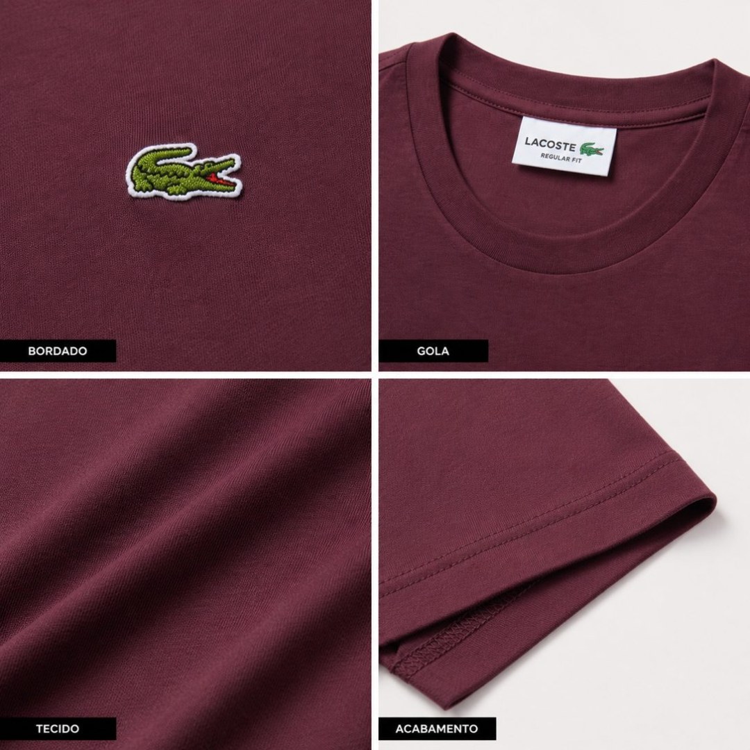 Camiseta Slim Premium Lacoste Essential – Bordô - Imagem 3