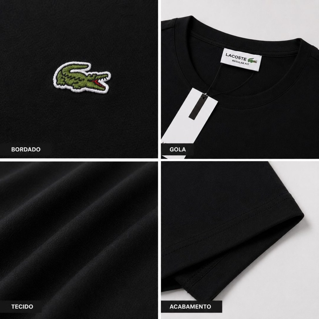 Camiseta Slim Premium Lacoste Essential – Preta - Imagem 3