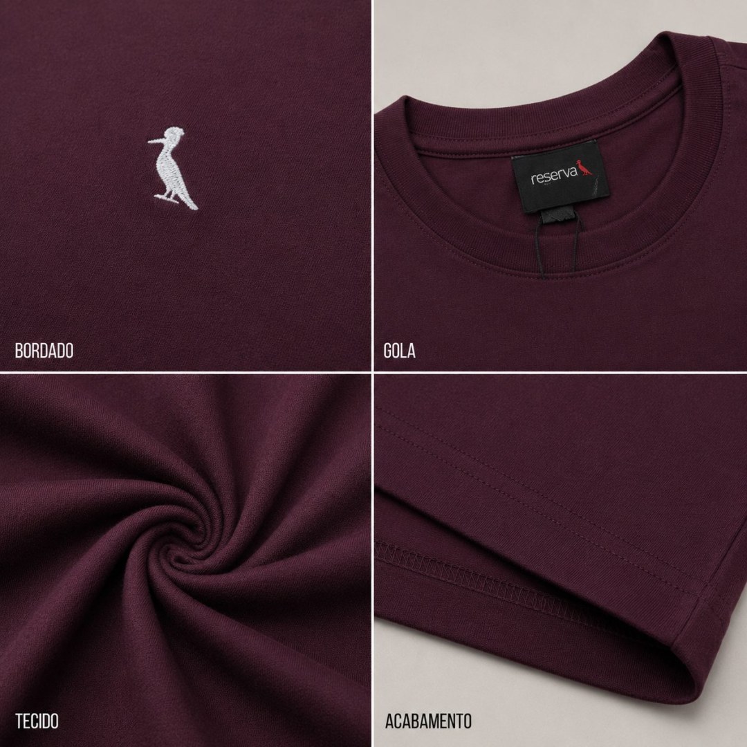 Camiseta Slim Reserva Essential Pima Bordada – Bordô - Imagem 3
