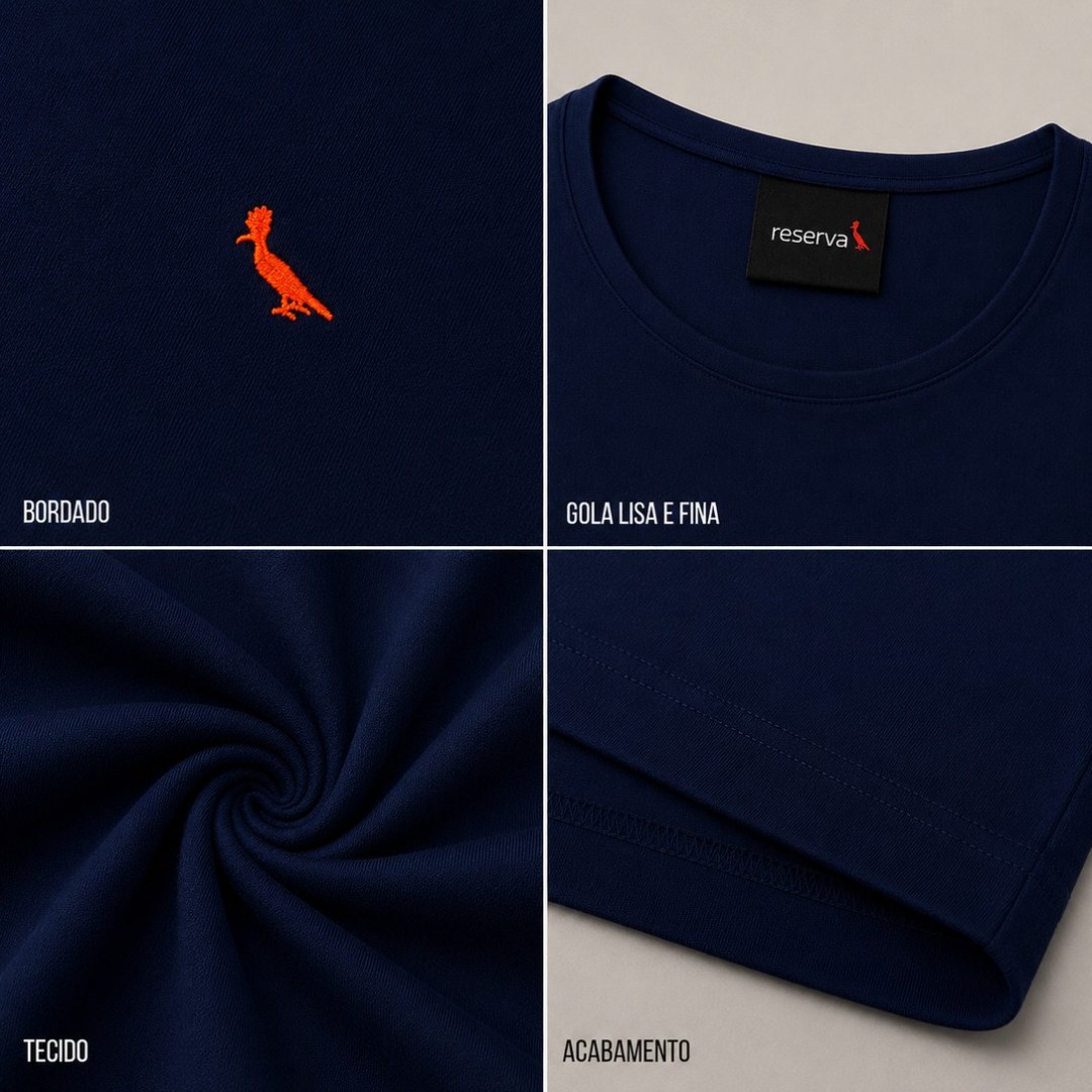 Camiseta Slim Reserva Essential Pima Bordada – Marinho - Imagem 3