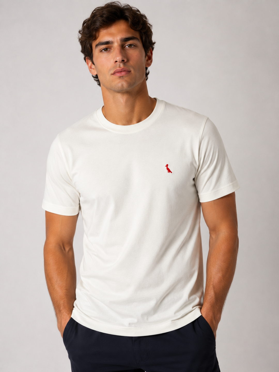 Camiseta Slim Reserva Essential Pima Bordada – Off White - Imagem 2