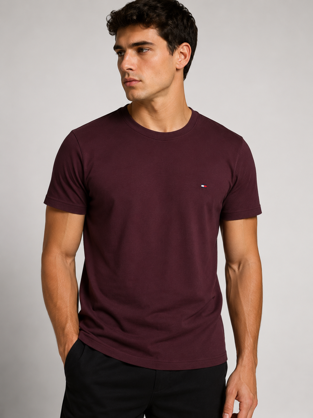 Camiseta Tommy Hilfiger Slim Essential — Bordô - Imagem 2
