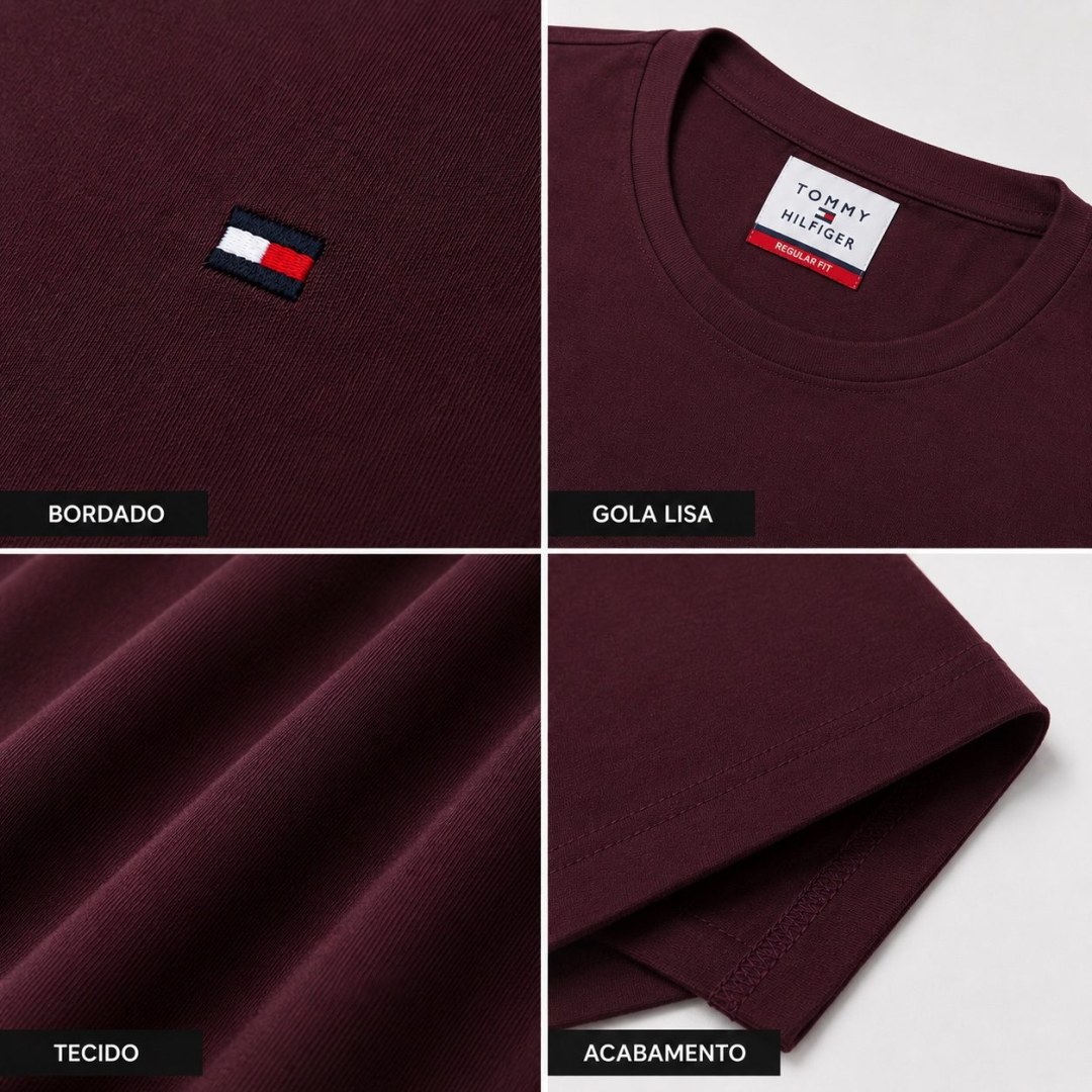 Camiseta Tommy Hilfiger Slim Essential — Bordô - Imagem 3