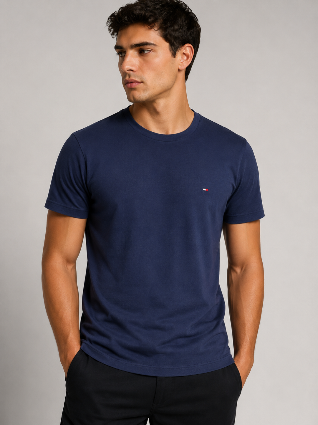 Camiseta Tommy Hilfiger Slim Essential — Marinho - Imagem 2