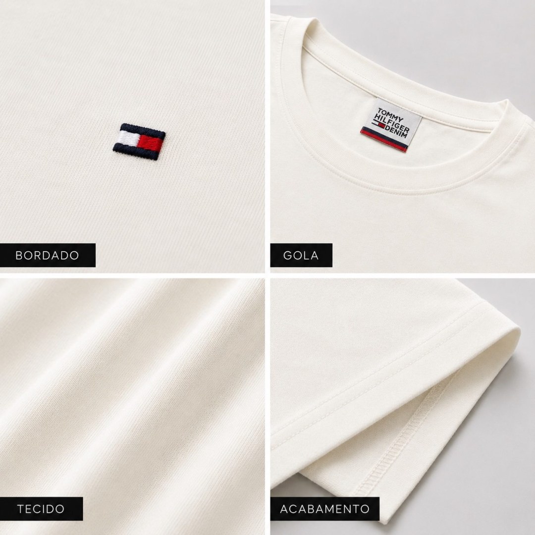 Camiseta Tommy Hilfiger Slim Essential — Off White - Imagem 3
