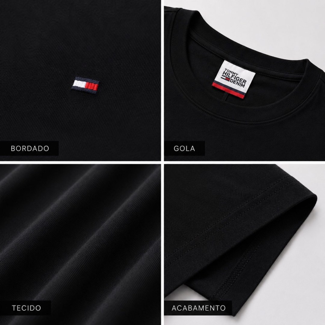 Camiseta Tommy Hilfiger Slim Essential — Preto - Imagem 3