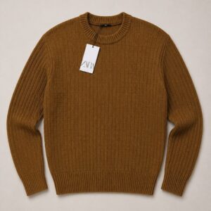 Suéter Zara Tricô Premium Texturizado — Caramelo