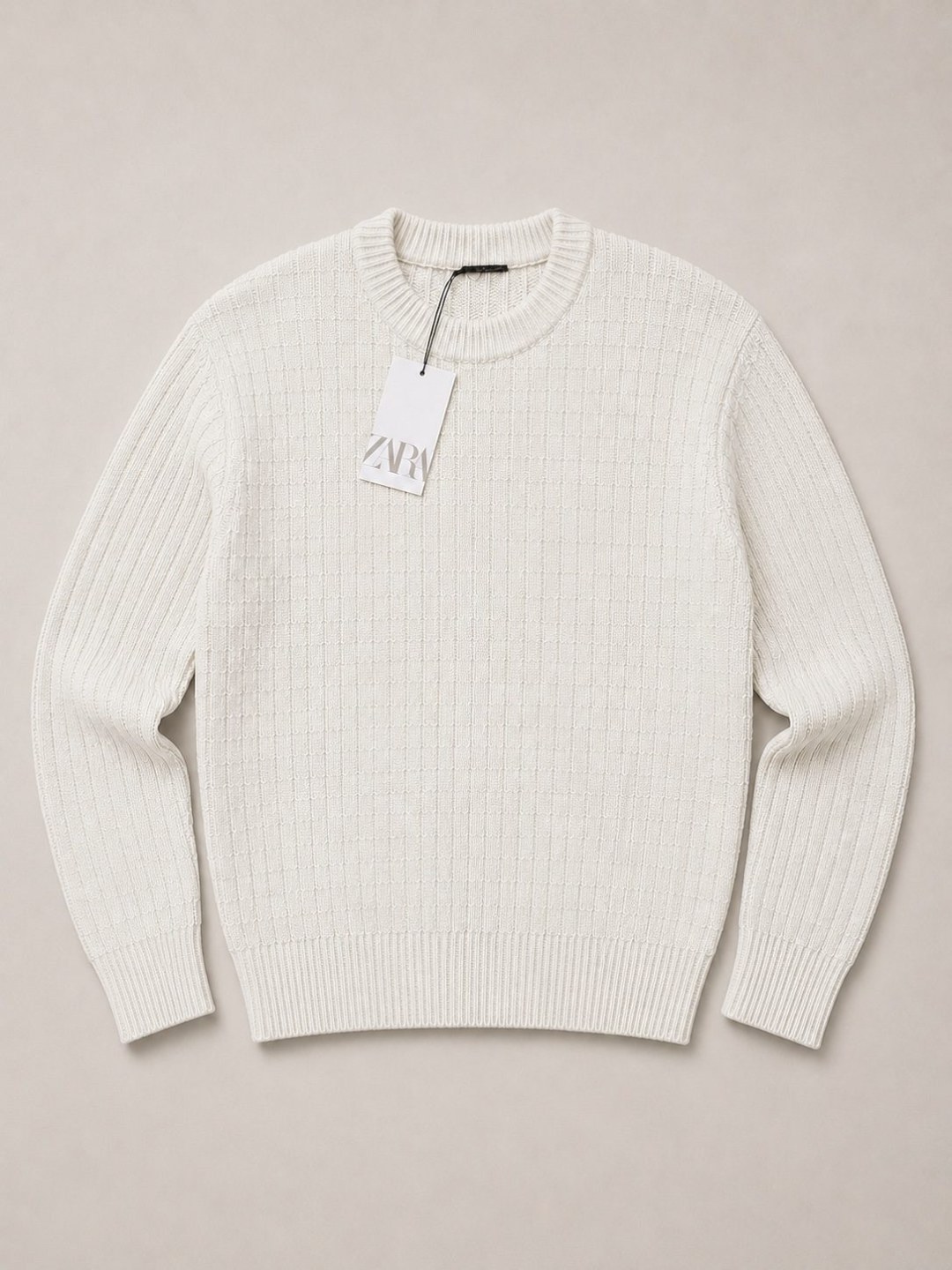 Suéter Zara Tricô Premium Texturizado — Off White